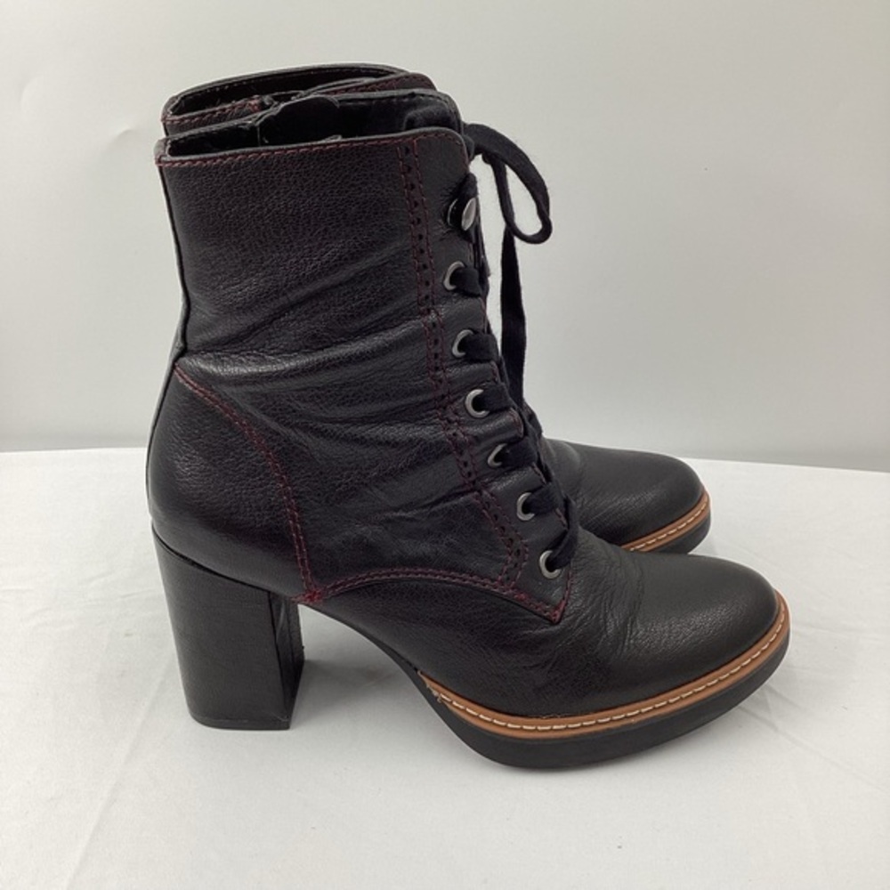 Naturalizer Callie Black Lace Up Combat Leather Boots